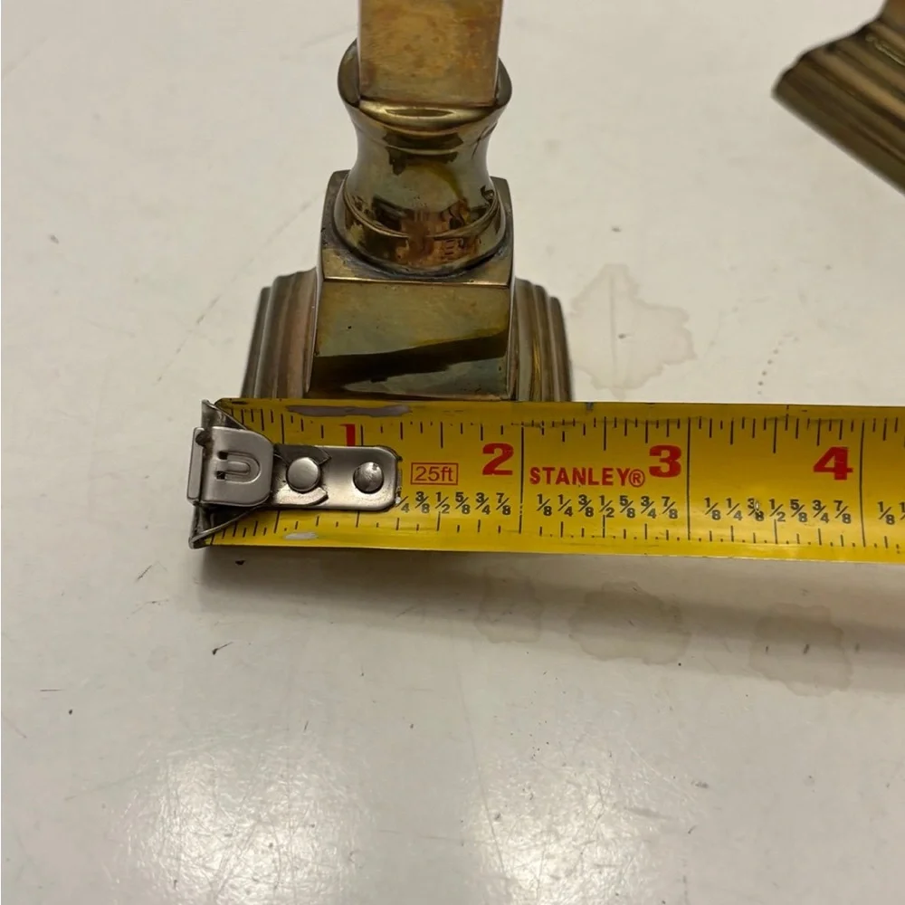 Pair of 2 vintage solid brass candle holders